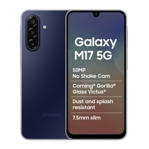 Samsung Galaxy M17 5G Mobile (Sapphire Black, 6GB RAM, 128GB Storage) | 50MP OIS Triple Camera | Gorilla Glass Victus | IP54 | 6 Gen OS Upgrades | AI | Gemini Live | Lag-Free Gaming | Without Charger