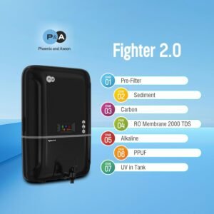 P&A Fighter 2.0 RO+UV+UF+TDS Advanced RO Water Purifier | 7-Stage Purification with True Digital Display | Alkaline Cartridge | 9L Storage | UV-Protected Tank | Ant & Cockroach Proof(Made in India)